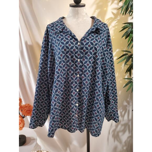 Catherines Lobster Roll Tab Sleeve Button Up Shirt Size 5X Nautical Coastal - Picture 3 of 9